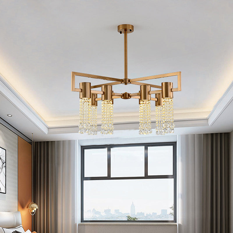 Waterfall Clear K9 Crystal Pendant Chandelier Modernism 8/10 Bulbs LED Gold Hanging Ceiling Light for Bedroom