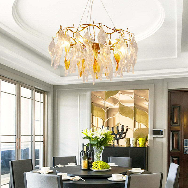 Crystal Spiral Chandelier Lighting Modern 6 Lights Gold LED Hanging Pendant for Dining Room