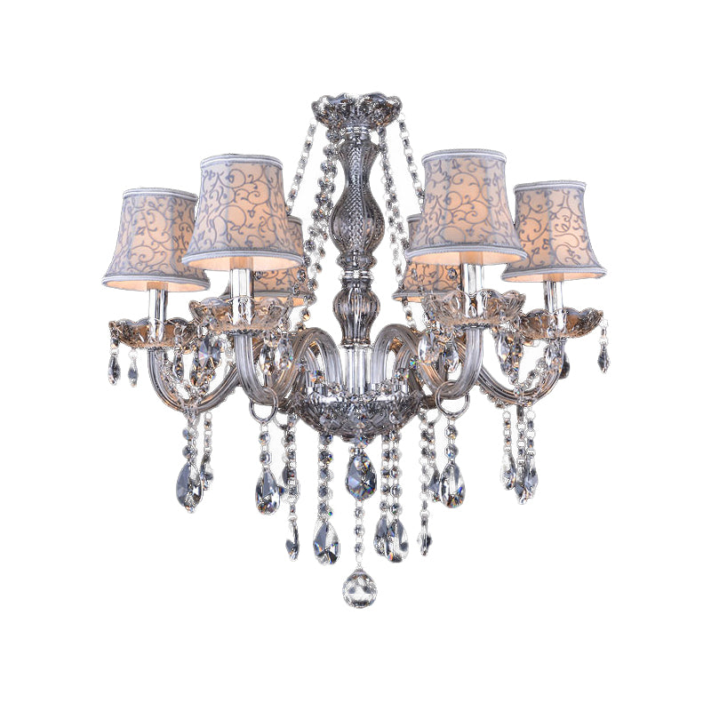 Lampadario modernista del soffitto a campana Crystal Crystal 6/8 Bulbi soggiorno Lampada a sospensione a Beige, 23 "/28" W