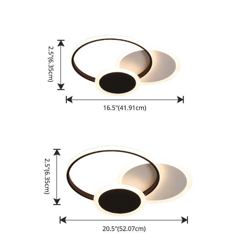 Circles Close to Ceiling Lighting Minimalist Style Metal LED Flush Mount Lighting