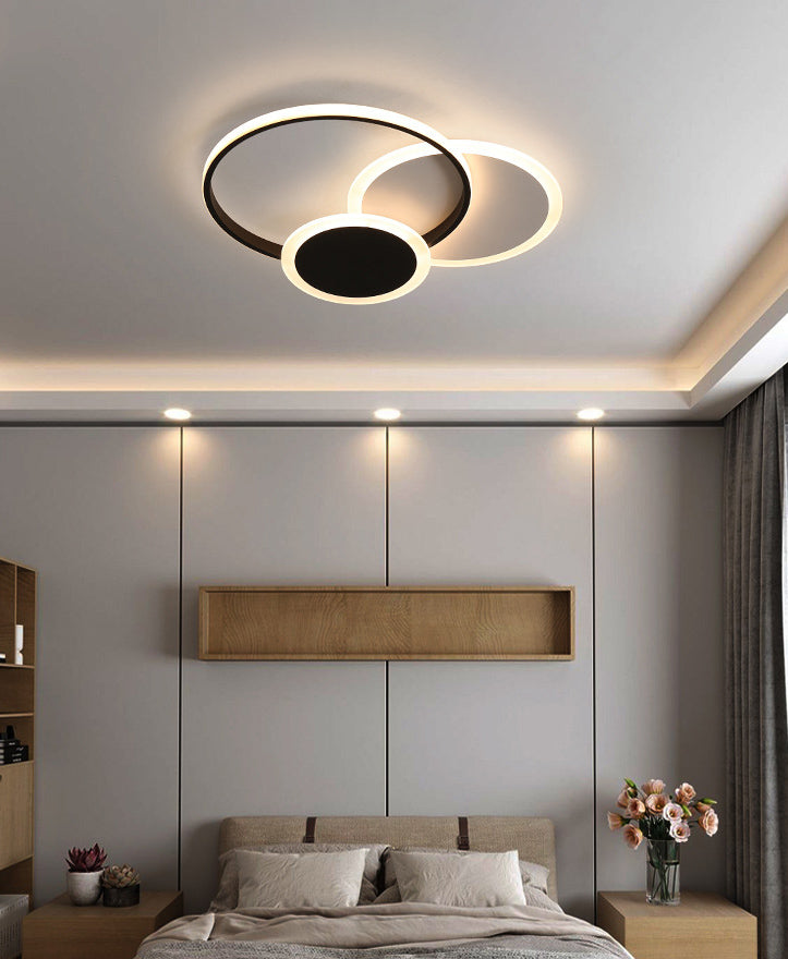 Circles Close to Ceiling Lighting Minimalist Style Metal LED Flush Mount Lighting