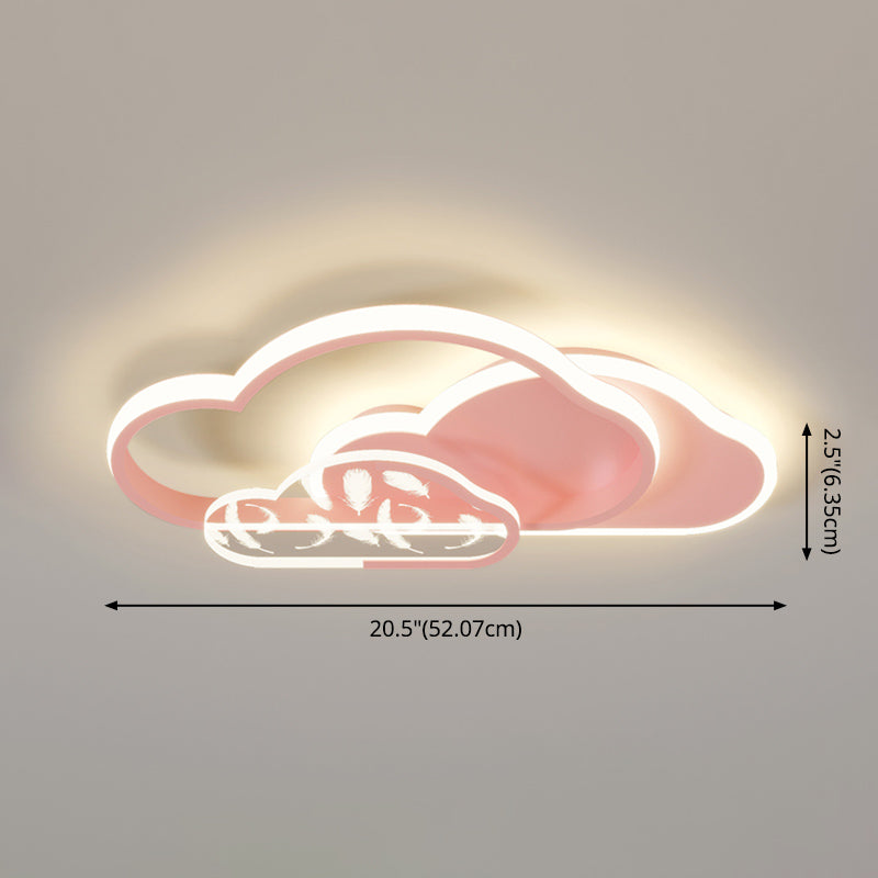 Mont semi-flustion LED à LED Stagger Cloud dans le plafond en métal de plumes de style unique moderne pour chambre à coucher