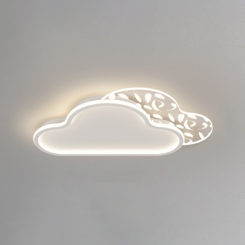 Stagger Cloud Acrylic LED Semi Flush Mount in Modern Unique Style Feather Metal Ceiling Light for Bedroom