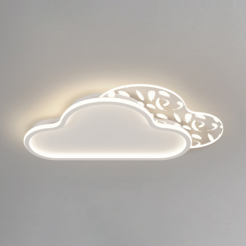 Stagger Cloud Acrylic LED Semi Flush Mount in Modern Unique Style Feather Metal Ceiling Light for Bedroom