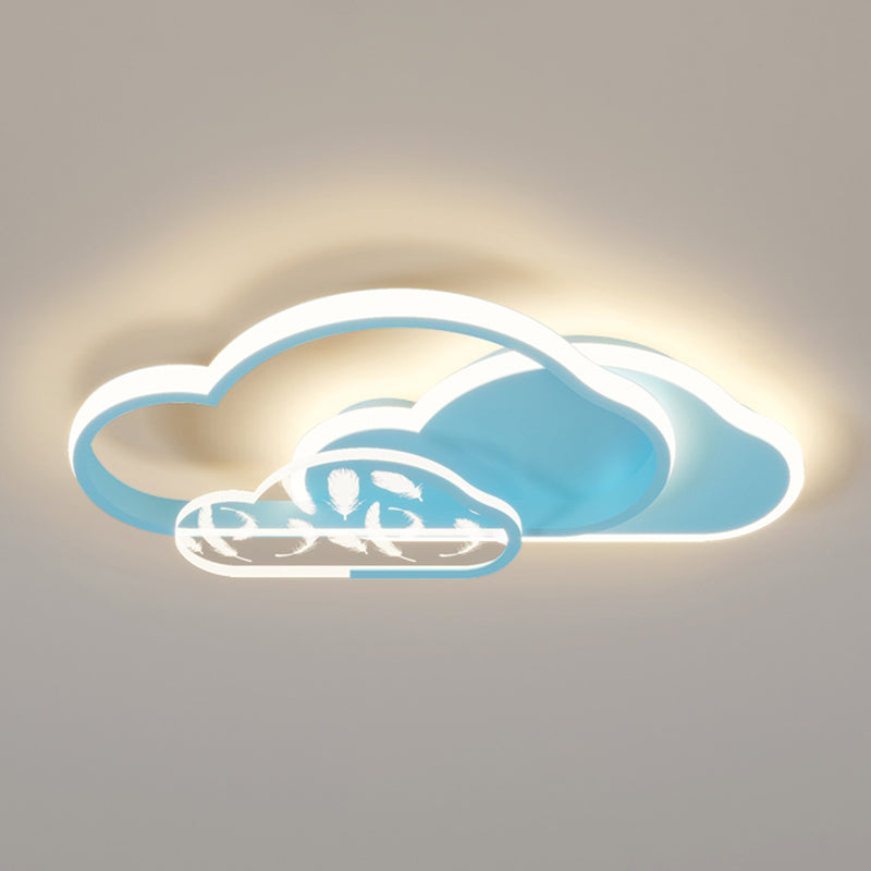 Mont semi-flustion LED à LED Stagger Cloud dans le plafond en métal de plumes de style unique moderne pour chambre à coucher