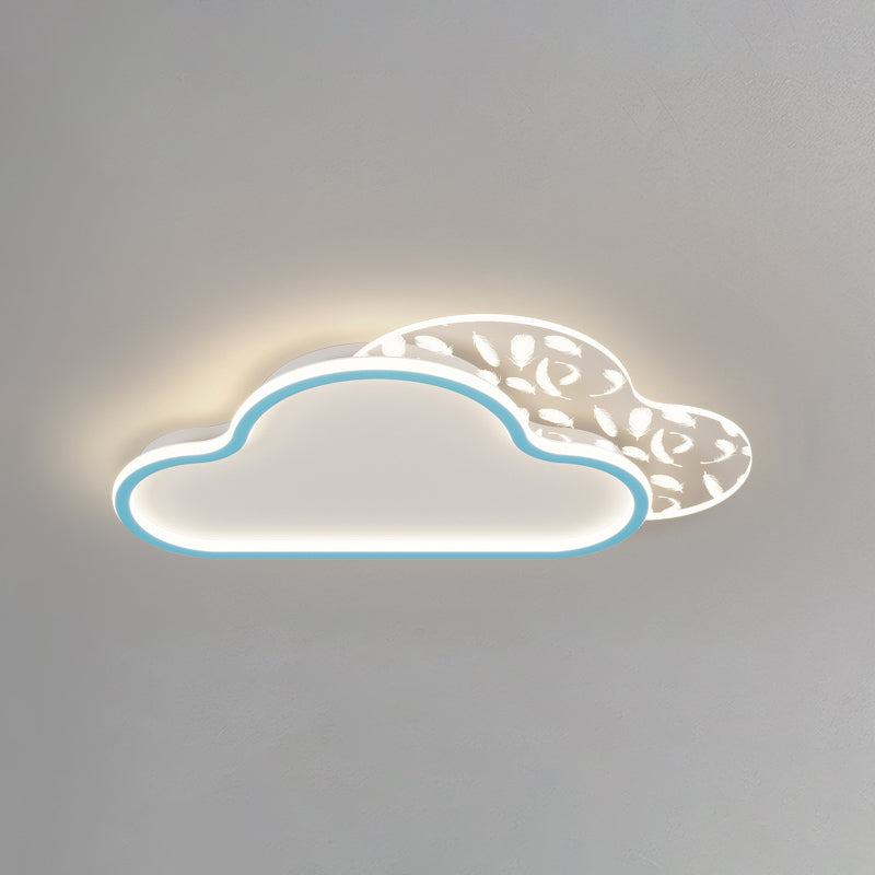 Stagger Cloud Acrylic LED Semi Flush Mount in Modern Unique Style Feather Metal Ceiling Light for Bedroom