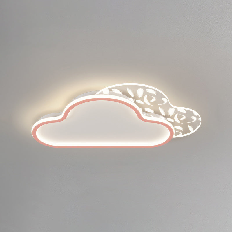 Stagger Cloud Acrylic LED Semi Flush Mount in Modern Unique Style Feather Metal Ceiling Light for Bedroom