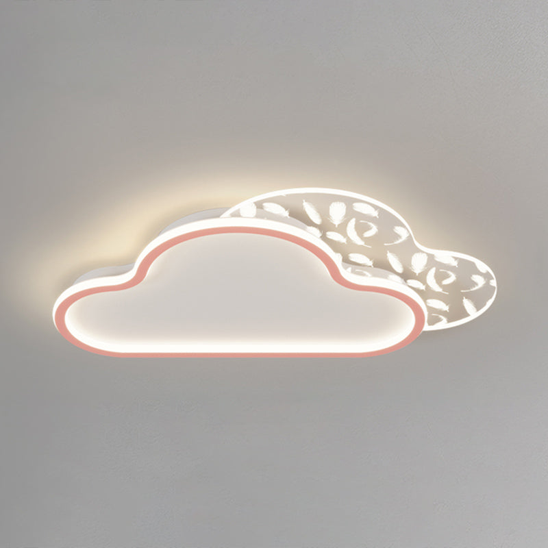 Stagger Cloud Acrylic LED Semi Flush Mount in Modern Unique Style Feather Metal Ceiling Light for Bedroom