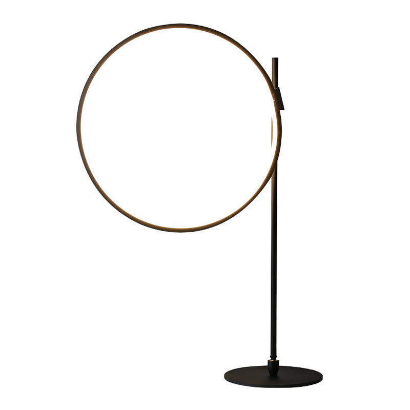 Modern Minimalist Style Round Strip LED Table Lamp Metal Table Light for Bedroom