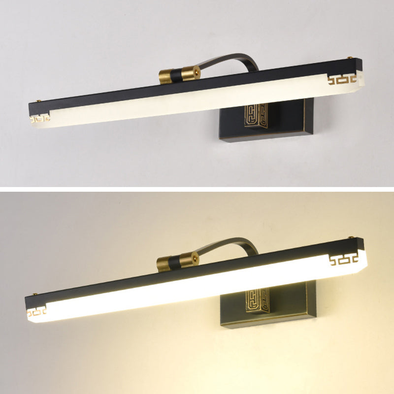 Luces de pared de baño de gabinete de espejo de estilo chino Tombre de metal negro LED Ambient Vanity Lighting