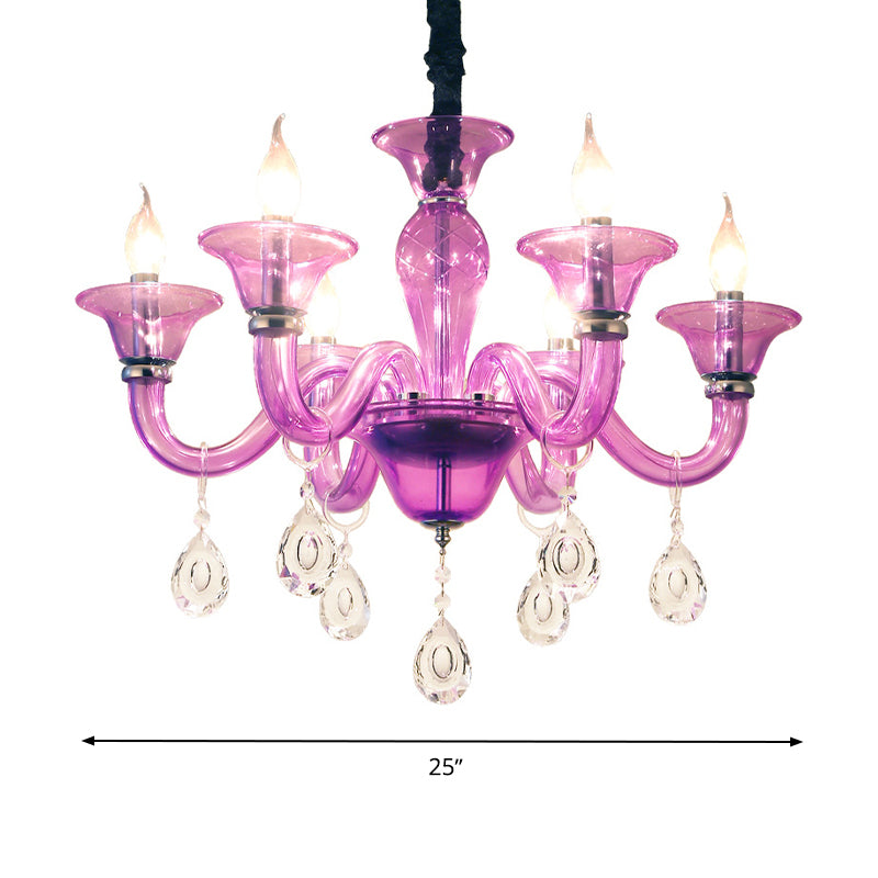 Chandelier moderne suspendu en vitre en cristal transparent 6