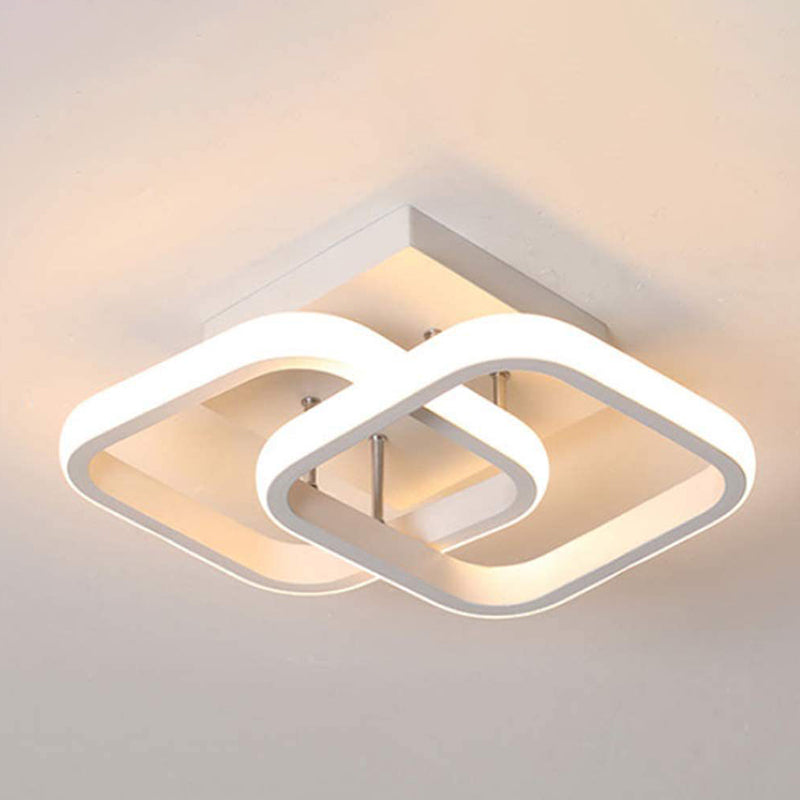 Square Semi Flush Mount Light 1 Light Aluminum Minimalist Flush Mount Ceiling Light for Bedroom