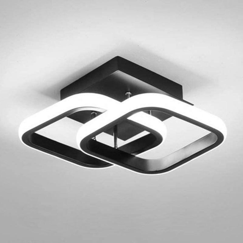 Square Semi Flush Mount Light 1 Light Aluminum Minimalist Flush Mount Ceiling Light for Bedroom