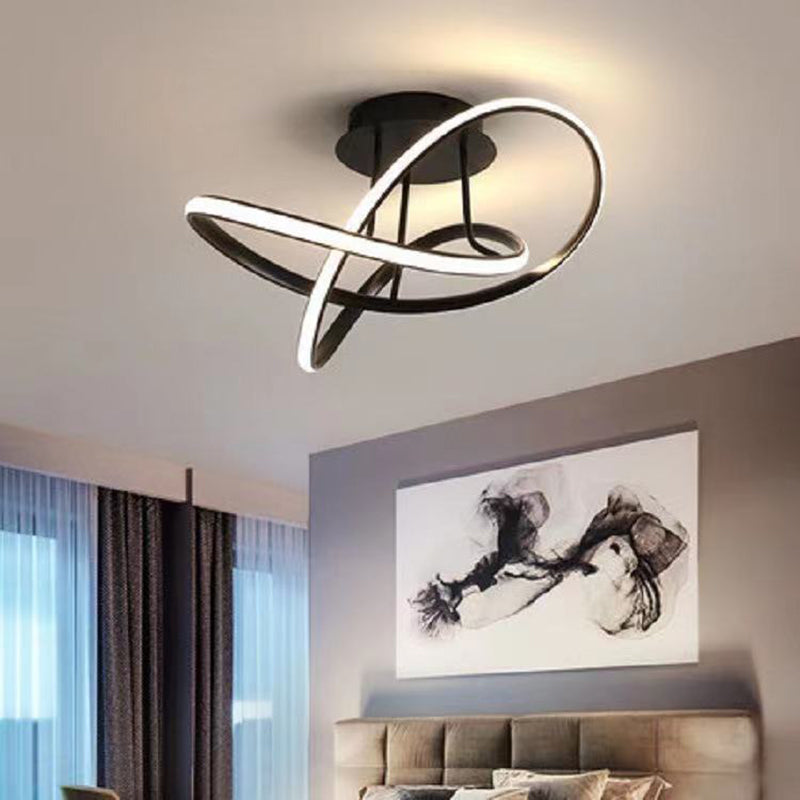 Twisted Semi Flush Mount Light armatuur Ultra-vanzelfsprekende acryl plafondbevestiging kroonluchter voor slaapkamer