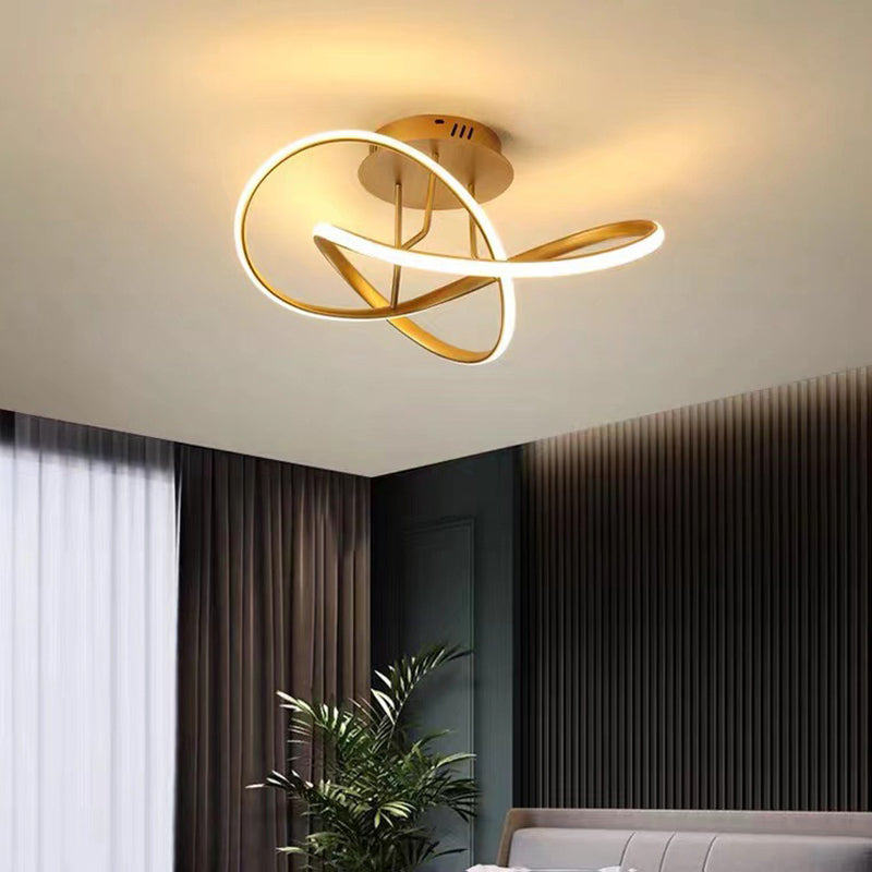 Twisted Semi Flush Mount Light Fixture Ultra-Contemporary Acrylic Ceiling Mount Chandelier for Bedroom