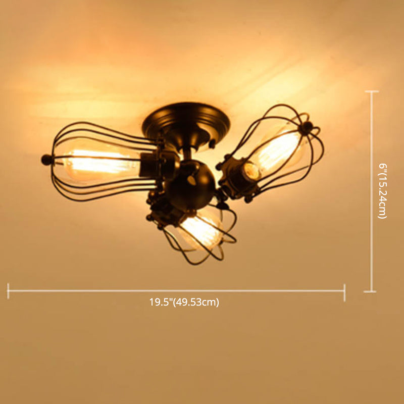 Starburst industrial Semi Flush Monte Light Metal Semi Flush Lights para dormitorio de sala de estar