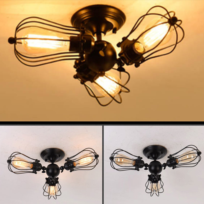 Industrial Starburst semi Flush Mount Light Metal Metal Semi Flush Lighttures pour chambre de salon