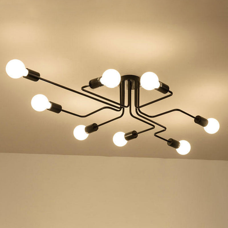 Luce soffitto in stile industriale con design del braccio di piegatura di ferro APPOUTO APPROGLIETTO DI ILLUMINA DI SOSPENSIONE RETRO IN NERO