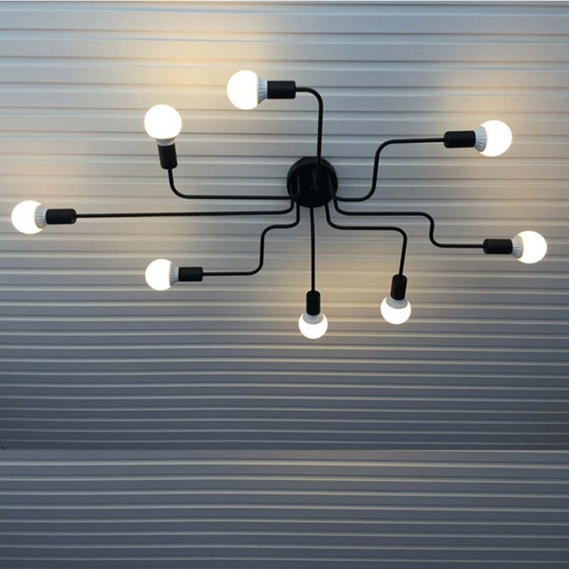 Luce soffitto in stile industriale con design del braccio di piegatura di ferro APPOUTO APPROGLIETTO DI ILLUMINA DI SOSPENSIONE RETRO IN NERO