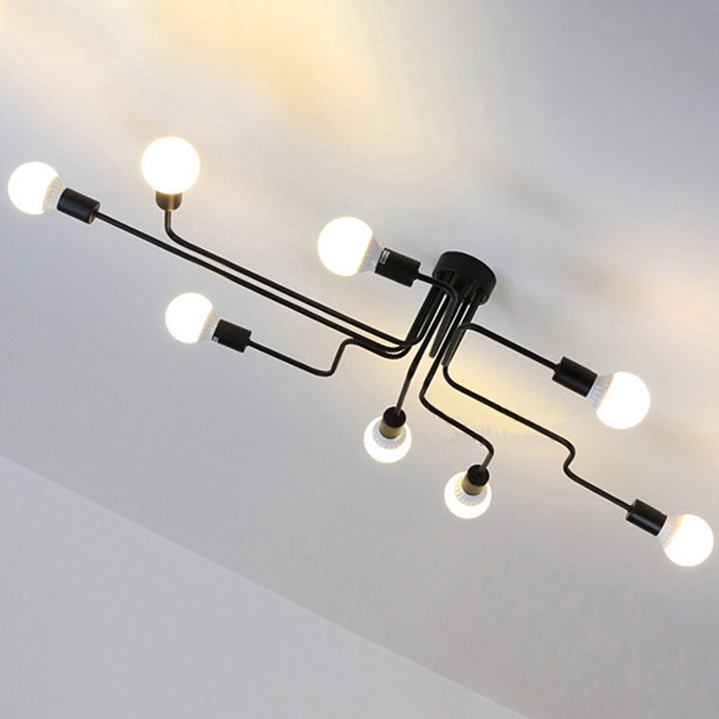 Luce soffitto in stile industriale con design del braccio di piegatura di ferro APPOUTO APPROGLIETTO DI ILLUMINA DI SOSPENSIONE RETRO IN NERO