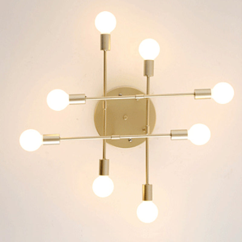 Modern Exposed Bulb Semi Flush Ceiling Lights Metal Semi Flush Mount Chandelier for Living Room