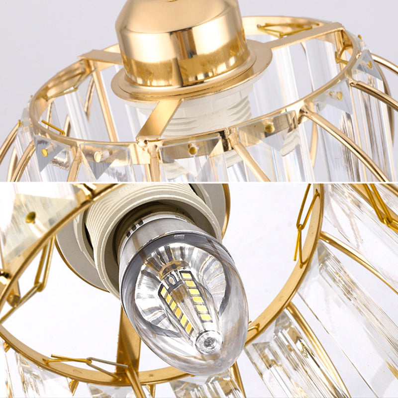Mini plafoniera in cristallo larga 7,5 pollici con apparecchio di illuminazione moderno dal design in filo metallico per corridoio