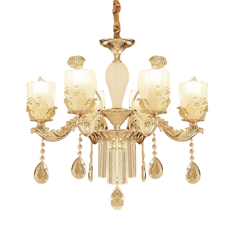 27.5"/31.5" Wide Sputnik Clear Glass Chandelier Light Simple 6/8 Heads Gold Pendant Light Fixture