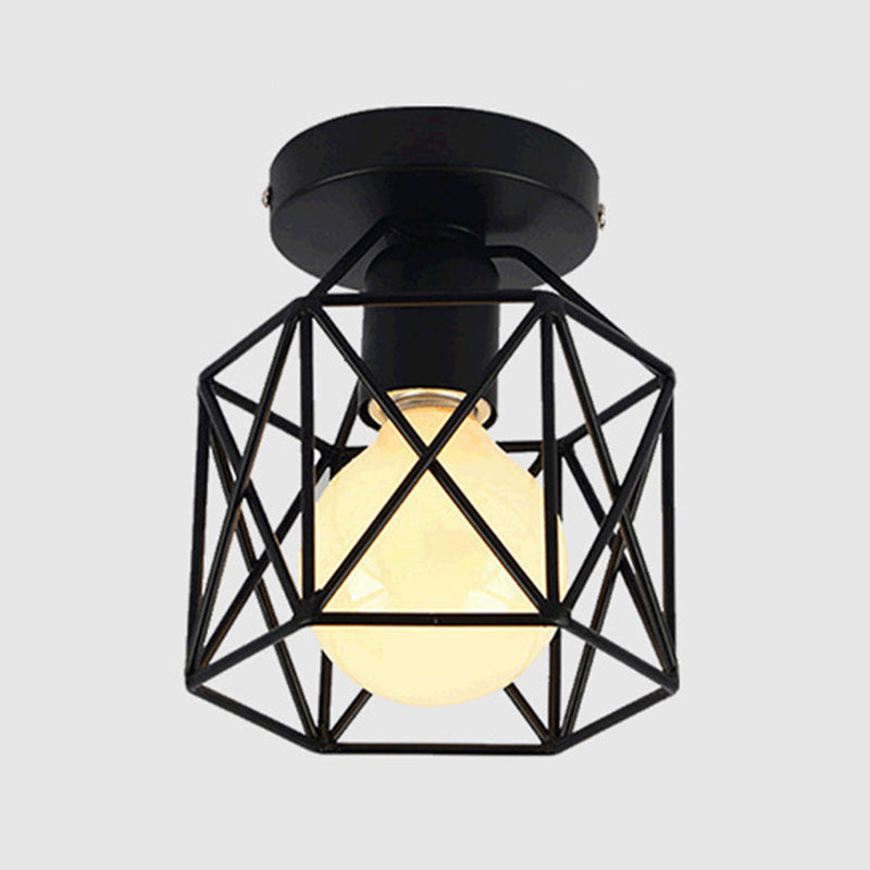 Modern Industrial Style Iron Frame Lampshade Ceiling Lamp for Bedroom