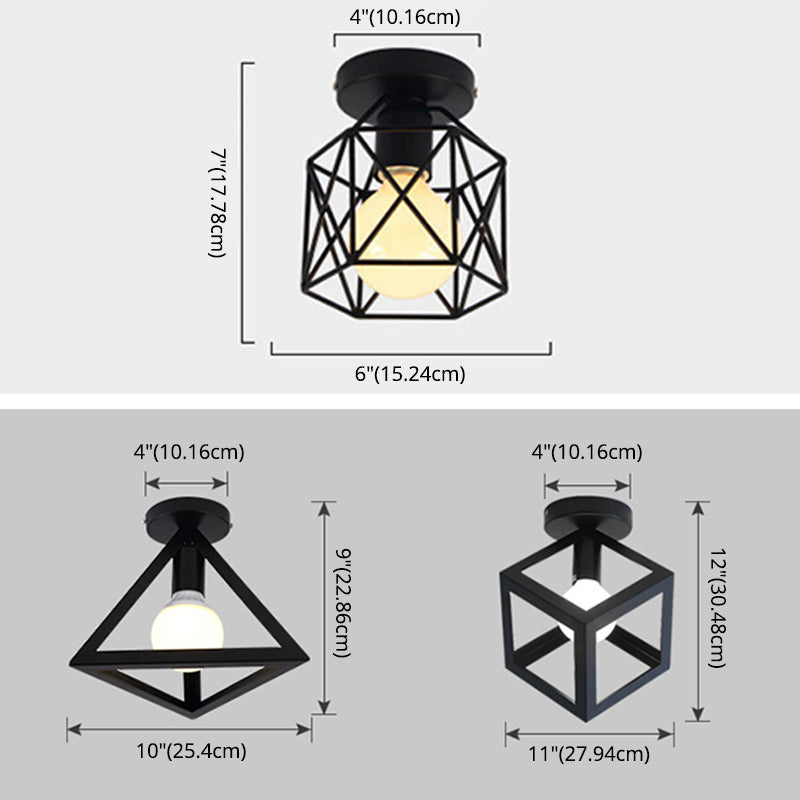 Modern Industrial Style Iron Frame Lampshade Ceiling Lamp for Bedroom