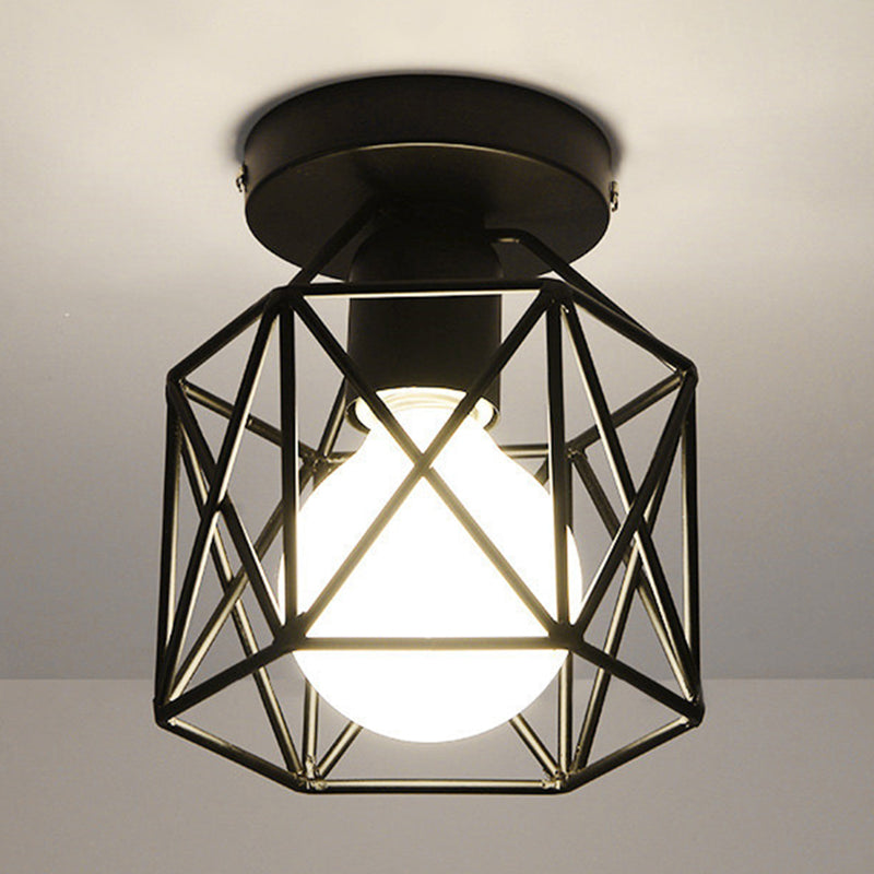 Modern Industrial Style Iron Frame Lampshade Ceiling Lamp for Bedroom