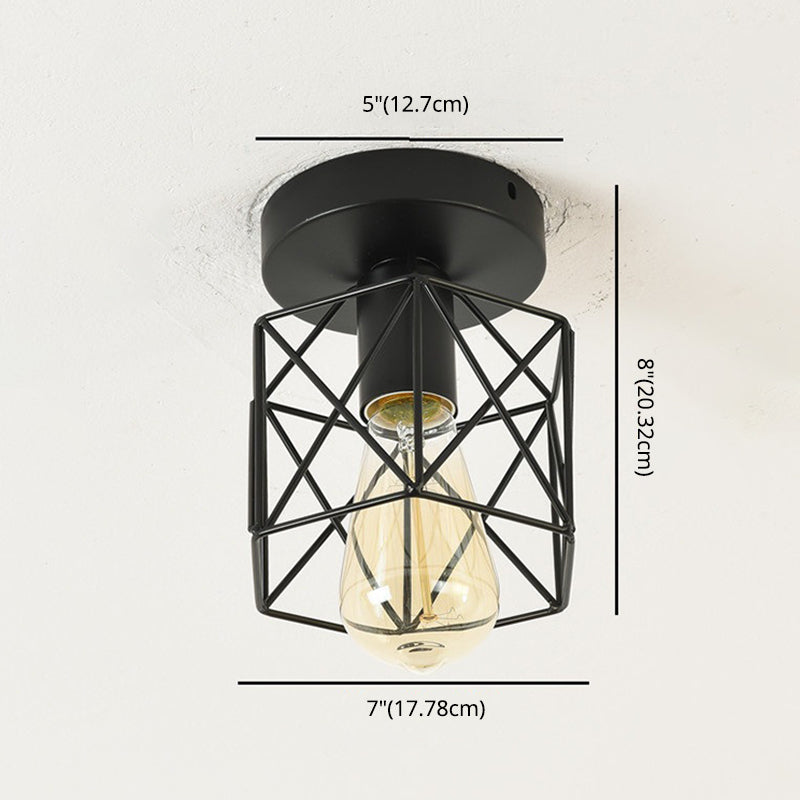 Stile industriale retrò a testa singola a gabbia lampada da soffitto a soffitto cucina