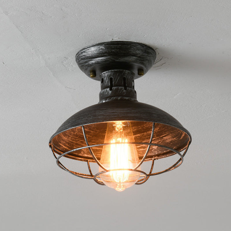 Industrial Style Single Head Iron Mesh Pot Lid Ceiling Lamp Hanging Light bedroom