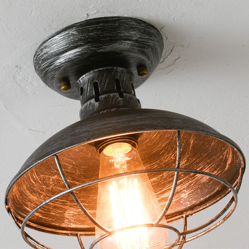 Industriële stijl Single Head Iron Mesh Pot Deksel plafondlamp hangende slaapkamer