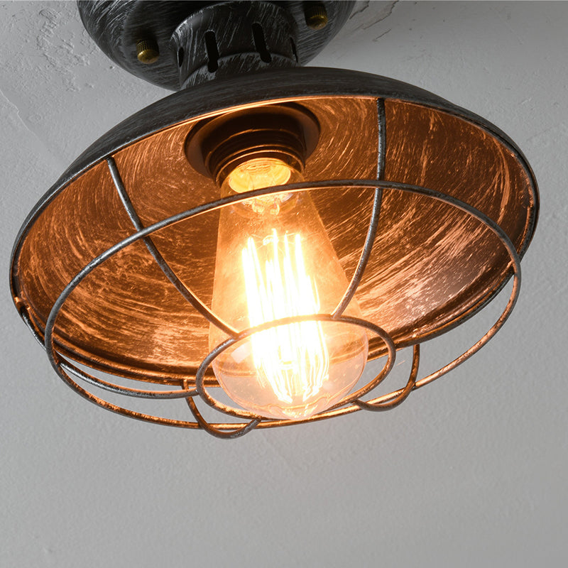 Industrial Style Single Head Iron Mesh Pot Lid Ceiling Lamp Hanging Light bedroom