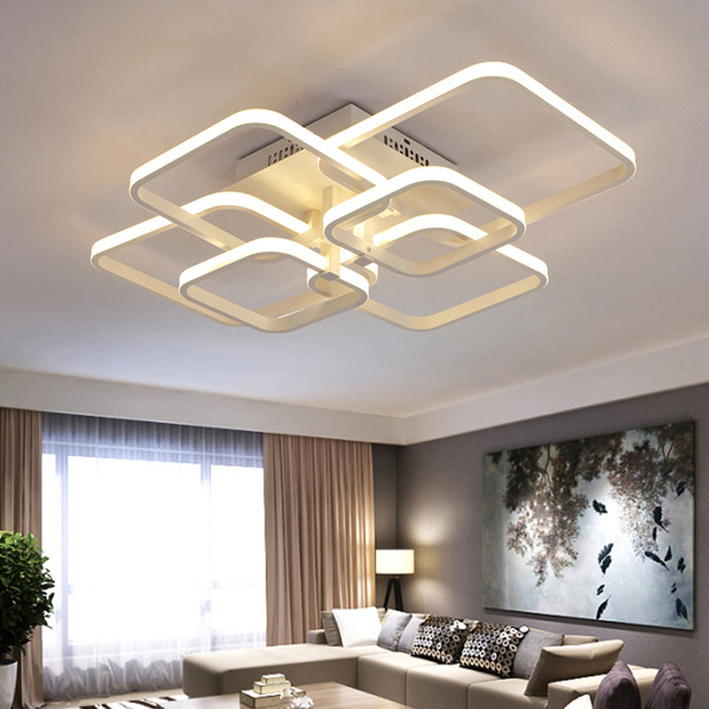 Squared Semi Flush Mount Light Fixture Modern Acrylic Ceiling Mount Chandelier for Living Room