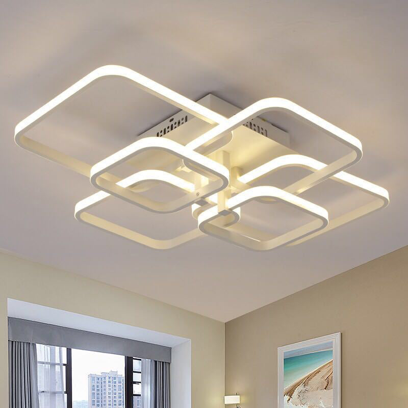 Squared Semi Flush Mount Light Fixture Modern Acrylic Ceiling Mount Chandelier for Living Room