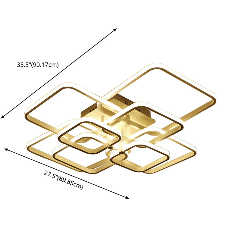 Kierkante semi -flush mount lamp armatuur moderne acryl plafondbevestiging kroonluchter voor woonkamer