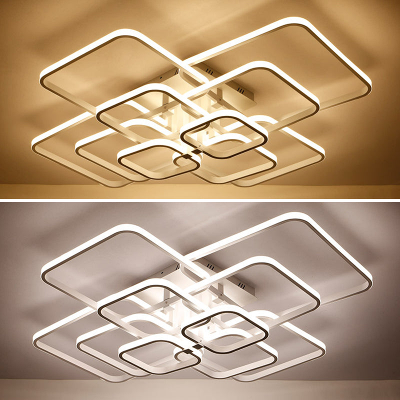 Squared Semi Flush Mount Light Fixture Modern Acrylic Ceiling Mount Chandelier for Living Room