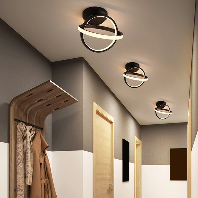 Circle Semi Flush Mount Light Fixture Ultra-Contemporary Metal Ceiling Light Fixtures for Hallway