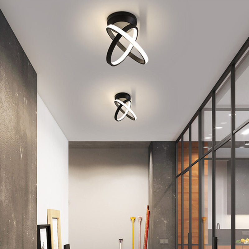 Circle Semi Flush Mount Light Fixture Ultra-Contemporary Metal Ceiling Light Fixtures for Hallway