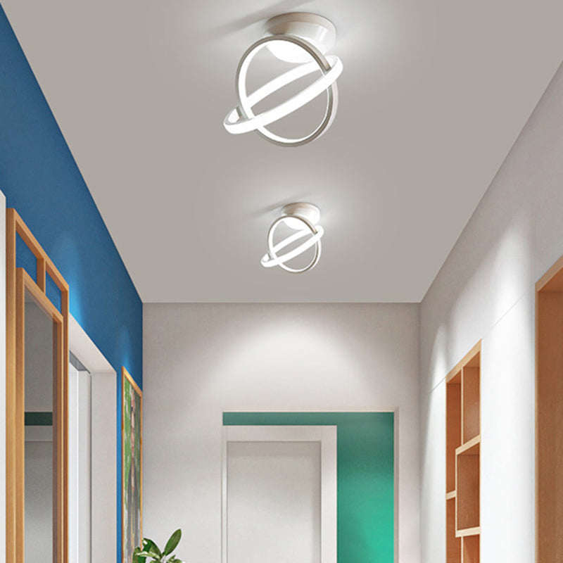 Circle Semi Flush Mount Light Fixture Ultra-Contemporary Metal Ceiling Light Fixtures for Hallway