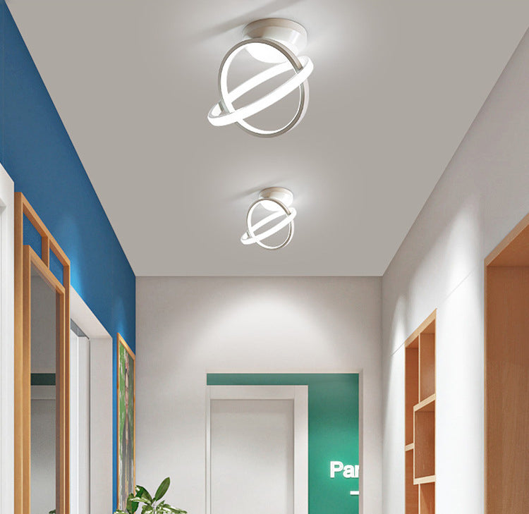 Circle Semi Flush Mount Light Fixture Ultra-Contemporary Metal Ceiling Light Fixtures for Hallway