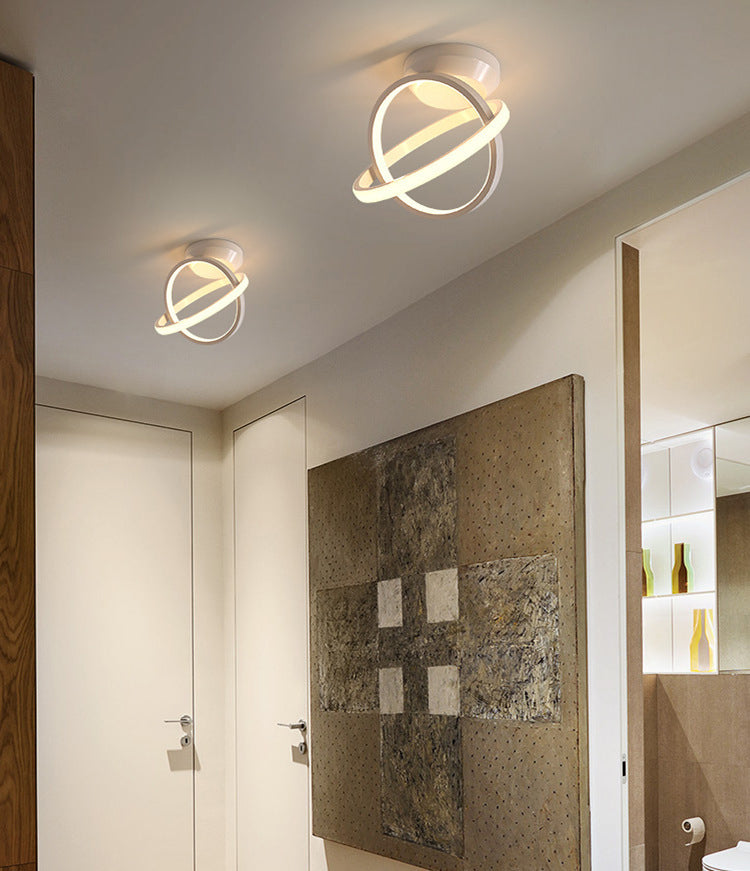 Circle Semi Flush Mount Light Fixture Ultra-Contemporary Metal Ceiling Light Fixtures for Hallway