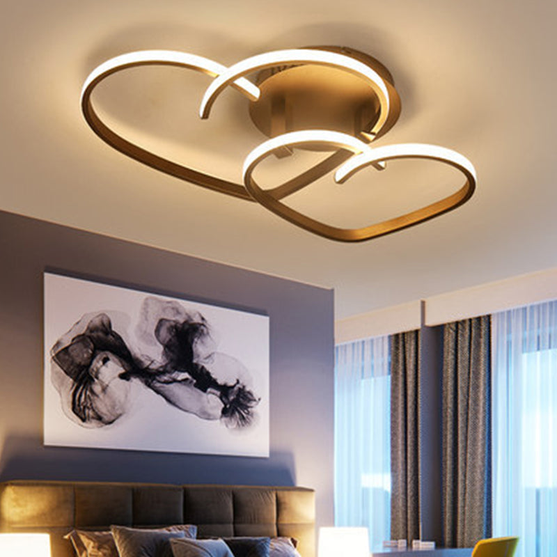 Heart Semi Flush Mount Light Fixture Contemporary Acrylic Ceiling Mount Light Fixture for Bedroom