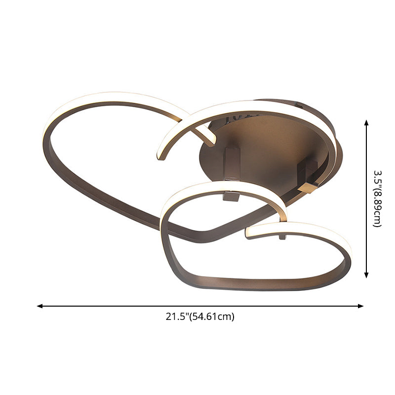 Corazón Semi Flush Montaje Luz de luz Contemporánea Acrílico Techo de montaje Luz de luz para dormitorio