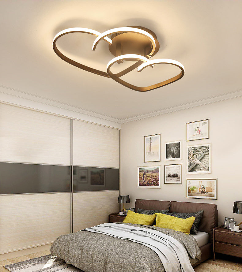 Heart Semi Flush Mount Light Fixture Contemporary Acrylic Ceiling Mount Light Fixture for Bedroom