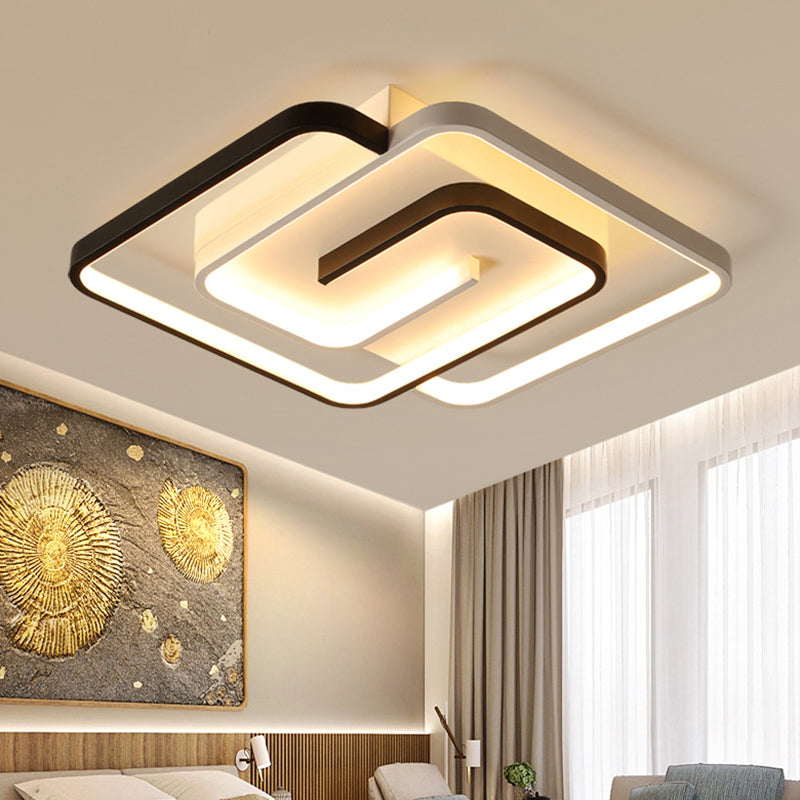 Square Semi Flush Mount Light Fixture Contemporary Acrylic Ceiling Light Fixture for Living Room