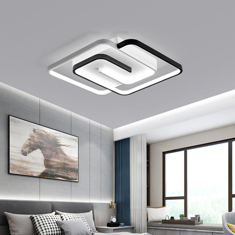 Square Semi Flush Mount Light Fixture Contemporary Acrylic Ceiling Light Fixture for Living Room