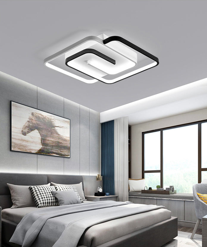 Square Semi Flush Mount Light Fixture Contemporary Acrylic Ceiling Light Fixture for Living Room