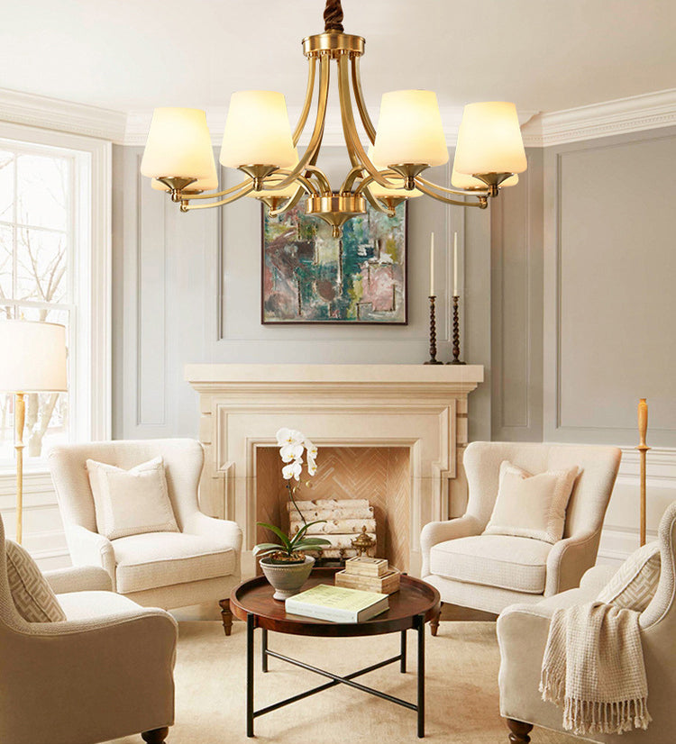 Braccio curvy post-moderno lampadario appeso il lampadario a soffitto in vetro bianco leggero in oro per soggiorno